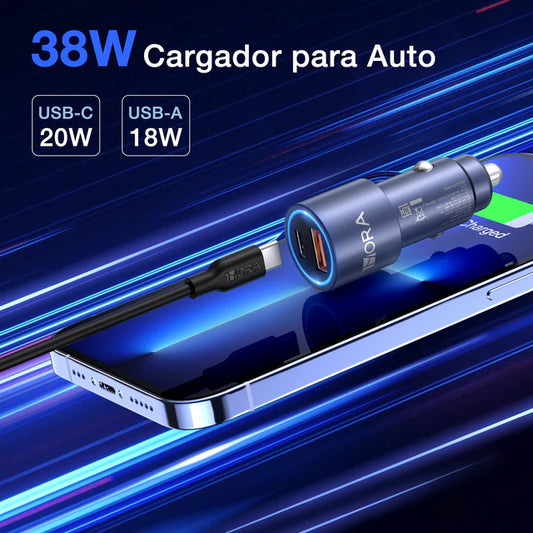 Cargador Para Auto Tipo C y USB Gar241 (38w)