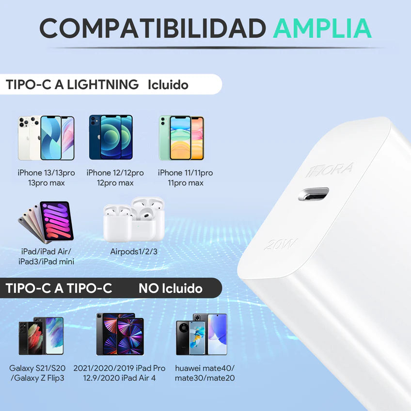 Cargador Tipo C (20w) cable ligthning Gar154