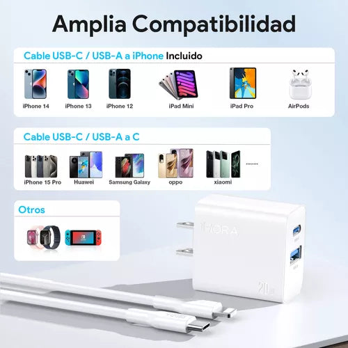 Cargador Doble Puerto Gar163 (20w)