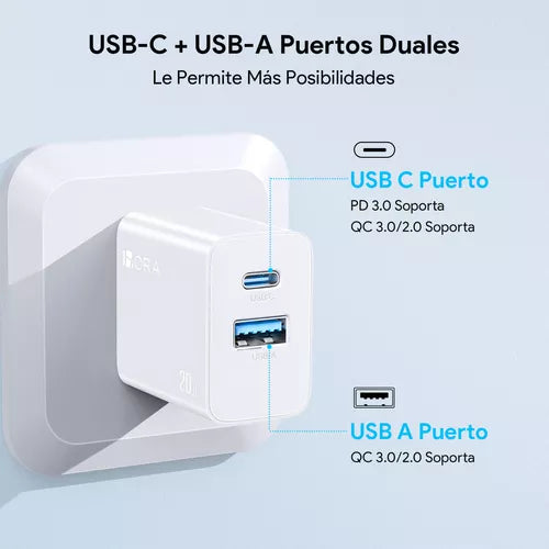 Cargador Doble Puerto Gar163 (20w)