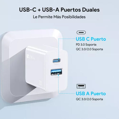 Cargador Doble Puerto Gar163 (20w)